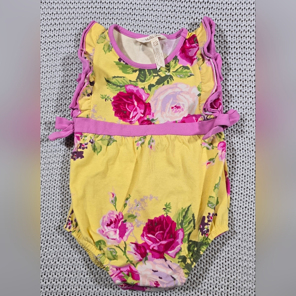 Matilda Jane Enchanted Garden Sunlit Flowers Bubble Romper Girls Sz 12-18 Months